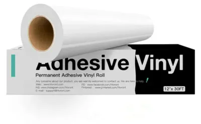 Produktbild von Permanente Vinylfolie - Selbstklebende Dekorfolie - Glänzendes Weiß - PET - 30 cm x 9 m - Für Cricut