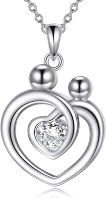Produktbild von Halskette Mutter und Tochter, 925 Sterlingsilber, Herzanhänger, Schmuck für die Familie
