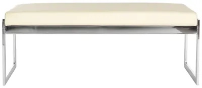 Productafbeelding van Safavieh Mabel bankjes, bekleed met stof / roestvrij staal, crème/zilver, 109 x 45 x 40,13 cm