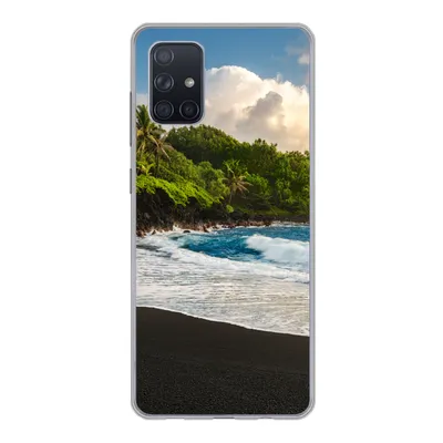 Produktbild von MuchoWow® Handyhülle Schutzhülle Hülle für Samsung Galaxy A51 5G Ein schwarzer Sandstrand auf Hawaii Silikon Softcase Handy Hülle - Abbildung