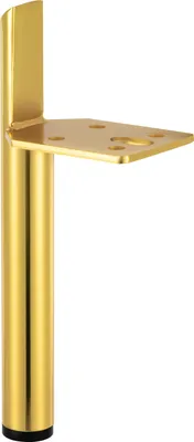 A single gold-colored furniture leg with a mounting plate.
