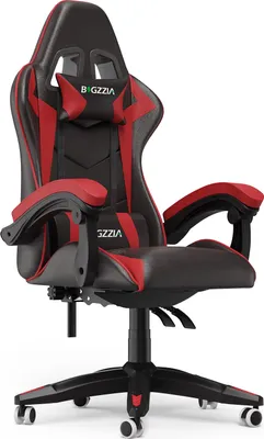 Produktbild von Bigzzia Bürostuhl Ergonomisch, Schreibtischstuhl, Drehstuhl, Gaming Sessel, Gamingstuhl, mit Kopfstützen, bis zu 110 kg, Rot
