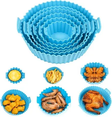 Immagine prodotto di Stampi in silicone per friggitrice ad aria - 6 pezzi - Stampi rotondi resistenti al calore - Multicolore - 19 cm