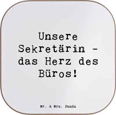 Produktbild von Mr. & Mrs. Panda Tassenuntersetzer Spruch Sekretärin Herz - Weiß - Geschenk, dankbare Geste, Coaster, Geschenkidee, Untersetzer für Gläser, Tasse, Tischuntersetzer, Danke