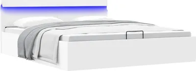 Produktbild von Maison Exclusive - Bett mit Bettkasten Hydraulisch LED Weiß Kunstleder 160x200 cm