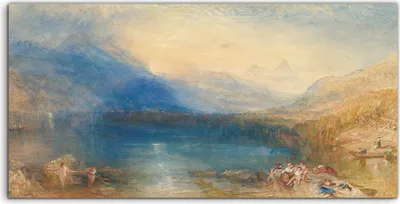 Produktbild von Coloray Spritzschutz aus Glas 100x50  Wandkunst Küchenrückwand Der See von Zug malt die Alpenberge
