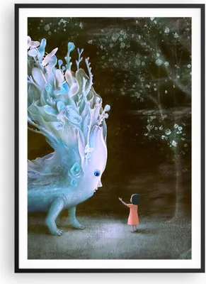 Produktbild von Gerahmtes Poster - Schwarzer Rahmen - Monster Kind Fee - 70x100 cm - Wand Bild - Wanddeko - Wandbilder - Kunstposter - Wandposter - Bilderrahmen - Bilder - Kunstdruck - P2BPA70x100-4712