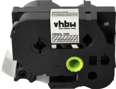 Produktbild von vhbw Schablonenband 36 mm kompatibel mit Brother PT 9600, 9400, 9700PC, 550, 3600, 9200PC, 9200DX, 9500pc Beschriftungsgeräte - Weiß auf Transparent