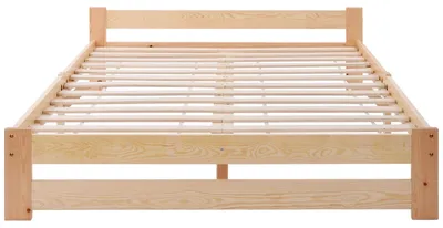 Produktbild von Massivholzbett aus Kiefer - Doppelbett 140 x 200 cm - Bettgestell - Ohne Stauraum - Einfache Montage - Holzfarbe Stil A