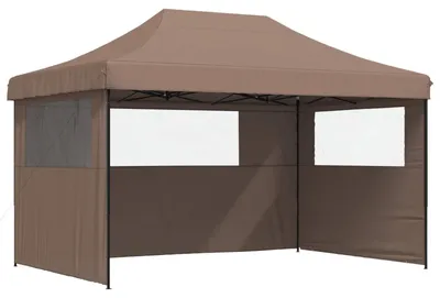 Image de vidaXL Tente de réception pliable Pop-Up avec 3 parties latérales brun