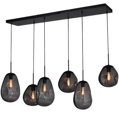 Produktbild von masterlight Pendelleuchte Lava 6-flammig Glas Grau 130x35cm