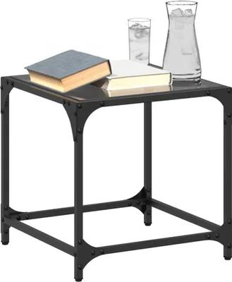 Produktbild von "Rabatt" Couchtische mit Glasplatte 2 Stk. - Wohnzimmertisch-set - Schwarz 40x40x40 cm Stahl - Kaffeetisch CC23231