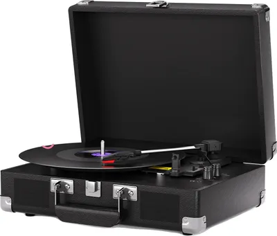 Image de Tourne-disque, 3 vitesses 33/45/78 tr/min, haut-parleurs intégrés, prise casque, couleur noire