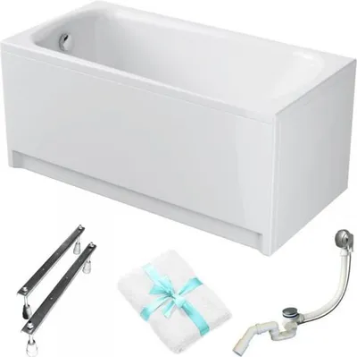 Produktbild von Cersanit | Badewanne - Rechteckbadewanne Nao 140x70 - Weiß - Mit Siphon - Acryl - Inklusive Füße - mit Verkleidung