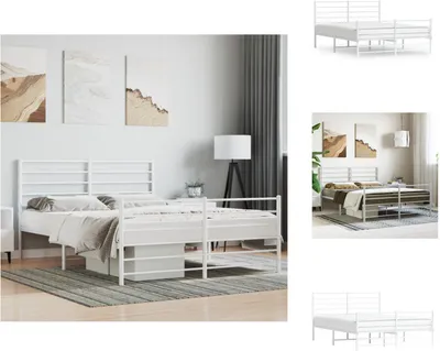 Produktbild von vidaXL Bettgestell mit Kopf- und Fußteil Metall Weiß 160x200 cm - Betten & Bettgestelle