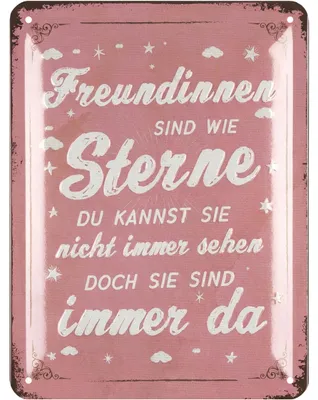 Produktbild von LANOLU Blechschild Freunde sind wie Sterne Geschenk Freundinnen, Shabby Chic Deko Schild mit Spruch Freundschaft, vintage Metallschild 15x20