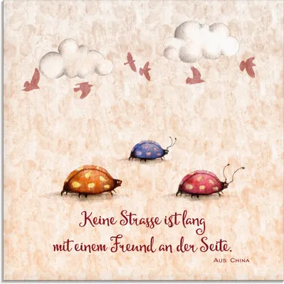 Produktbild von ARTland Glasbild Lebensweisheit Freunde Größe: 50x50 cm