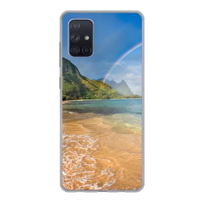 Produktbild von MuchoWow® Handyhülle Schutzhülle Hülle für Samsung Galaxy A51 Ein schöner Regenbogen am Tunnels Beach in Hawaii Silikon Softcase Handy Hülle - Schutzabdeckung