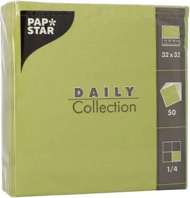 Produktbild von 700 Papstar Servietten DAILY Collection 1/4-Falz 32 cm x 32 cm olivgrün 37367
