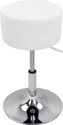 Produktbild von Runder Barhocker Zizi – Mit Rückenlehne – Ergonomisch – Weiß – Höhenverstellbar – 1 Stück – Für Küche & Bar – Sitzhöhe 52-67cm