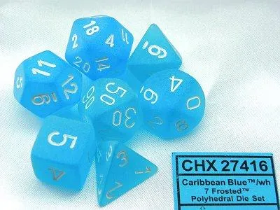 Immagine prodotto di Chessex - Smerigliato - Set di 7 dadi - blu caraibico/bianco