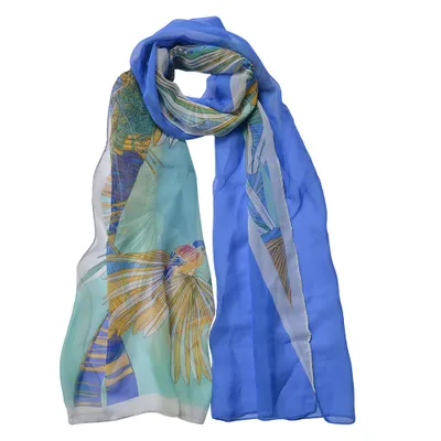 Produktbild von Clayre & Eef Gemusterter Damenschal 50x160 cm Blau Synthetisch