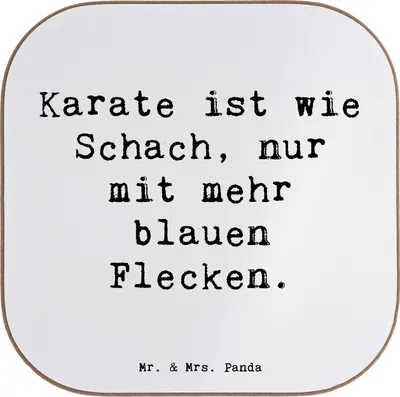 Produktbild von Mr. & Mrs. Panda Tischuntersetzer Spruch Karate Schach - Weiß - Geschenk, Flaschenuntersetzer, Getränkeuntersetzer, Sportler Geschenke, Humor, gläseruntersetzer, Sportart