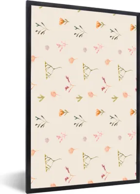 Produktbild von MuchoWow® MuchoWow® Gerahmtes Poster Blumen - Muster - Pflanzen 20x30 cm - Poster mit zchwarzem Bilderrahmen - Drucken - Bilder Poster im Rahmen