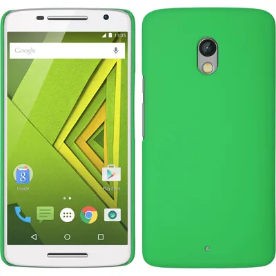 Produktbild von PhoneNatic Case kompatibel mit Motorola Moto X Play - Hülle grün gummiert Hard-case + 2 Schutzfolien