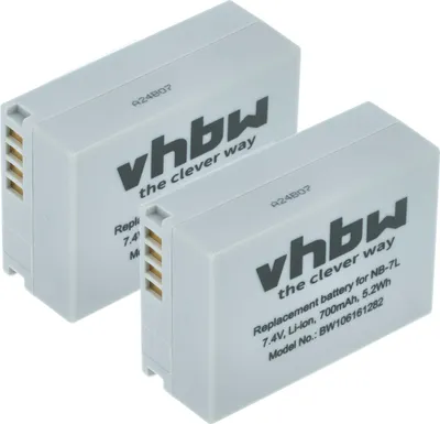 Produktbild von vhbw 2x Akku kompatibel mit Canon PowerShot G10, SX30 is, G11, G12 Kamera (700 mAh, 7,2 V, Li-Ion)