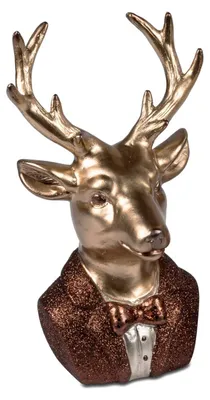 Produktbild von Deko Büste Hirsch im Anzug H. 25cm kupfer gold aus Kunststein Glitter Formano