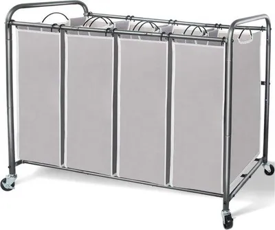 Produktbild von Doppelwaschbecken 4 Fächer - Waschtisch 4 Fächer - Rollwaschtisch – Waschbecken Mit Entfernbarem Topf - Doppelwaschtisch - Duo Waschtisch – Zwei Waschbecken - Grau