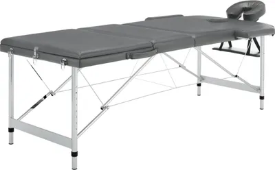 Zdjęcie produktu dla Stół do masażu, 3 strefy, rama z aluminium, antracyt, 186x68cm