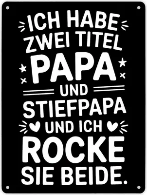 Produktbild von Papa und Stiefpapa Metallschild XL in 21x28 cm