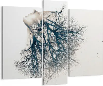 Produktbild von Bild auf Leinwand - Leinwandbild - 3 Teile - Mädchen Baum Grafik - 95x80cm - Wand Bild - Wanddeko - Wandbilder - Leinwanddruck - Bilder - Wanddekoration - Leinwand bilder - Wandbild - CB95x80-4354