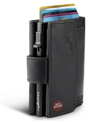 Produktbild von Luxurizz Slim Wallet Herren aus Echtleder mit Münzfach und RFID-Schutz, Schwarz