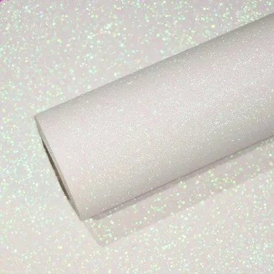 Obrázok produktu pre Samolepiaca trblietavá fólia – Dekoratívna tapeta na nábytok – 40 cm × 300 cm – Biela