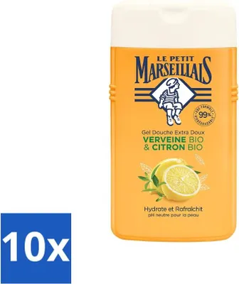 Zdjęcie produktu dla Le Petit Marseillais - Żel pod prysznic - cytryna i werbena - nawilżający - 250 ml - opakowanie wartościowe - 10 szt