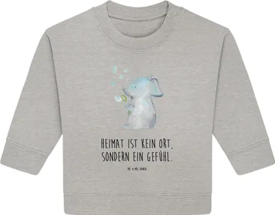 Produktbild von Mr. & Mrs. Panda Organic Baby Pullover Elefant Seifenblasen 12. - 18. Monat - Heather Grey - Geschenk, Bullover, Heimat, Elefanten, Liebesspruch, Lustige Sprüche, Liebe