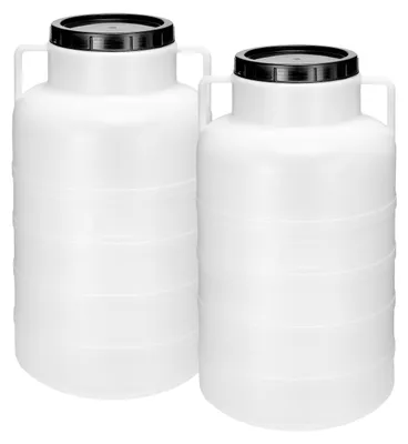 Produktbild von Garronda Set 2x 60 Liter Weithalsfass BPA-frei Futtertonne Fass Universalfass Lebensmittel Fass Regenfass für Garten Regentonne mit Deckel Regenwassertonne für Garten Wassertonne GD-0128 Weiß