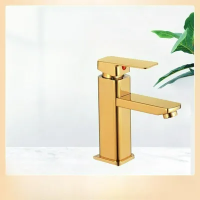 Produktbild von Wasserhahn Bad ,Golden Bad Wasserhahn, Mischbatterie Hochdruck Badarmatur, Waschbeckenarmatur Einhebelmischer Badezimmer, Waschbecken Armaturen