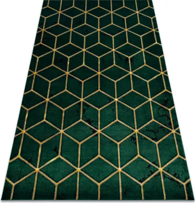 Produktbild von Exklusiv EMERALD Teppich 1014 glamour, stilvoll Würfel Flaschengrün / gold Grün 160x220 cm