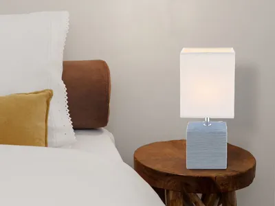 Produktbild von LED Tischleuchte, Lampenschirme Stoff Grau, Nachttischlampe für Fensterbank