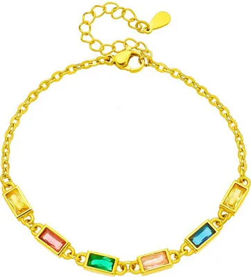Produktbild von Damen-Armband, verstellbar, Titanstahl, Edelstein-Armreif, Zirkonia, Schmuck-Accessoire für Damen