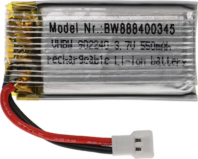 Produktbild von vhbw Akku kompatibel mit XH 2.54 2P Stecker für Modellbau z.B. Racing Car, Helikopter, Flugzeug (550mAh, 3,7V, Li-Polymer, 42 x 22 x 10 mm)