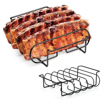 Imagen del producto de Soporte para costillas para parrilla y horno, fabricado en acero inoxidable