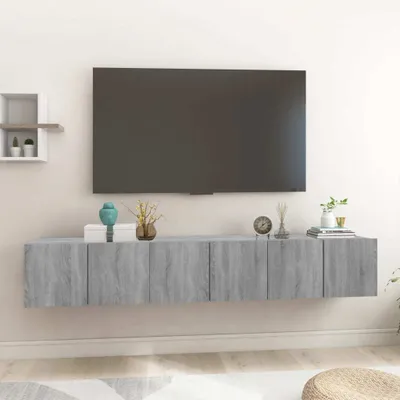 Produktbild von The Living Store TV-Wandschrank Grau Sonoma 3 Stk. 60x30x30 cm Holzwerkstoff