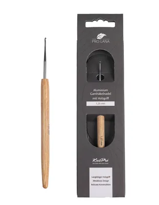 Produktbild von Pro Lana KnitPro NATURAL Aluminium Häkelnadel mit Birkenholzgriff 0,5 - 12 mm Durchmesser 1.25 mm