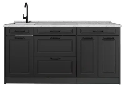 Productafbeelding van Keukenblok Vicco R-Line Antraciet landelijk/Antraciet 160 cm marmer werkblad, Model 68080