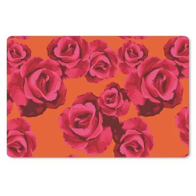 Produktbild von MuchoWow® Schreibtischunterlage Rosen - Orange - Muster 60x40 cm - XXL Mauspad - Großes Mauspad